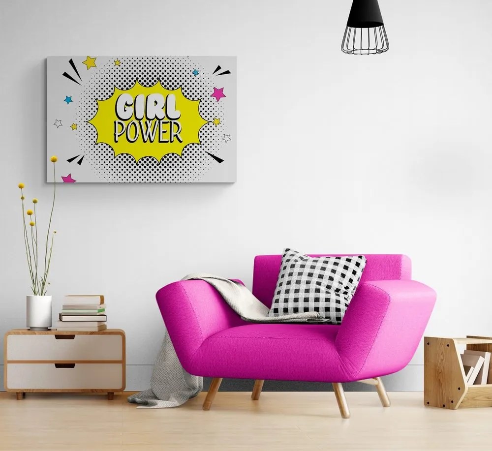 Quadro su tela – Con scritta pop art - GIRL POWER