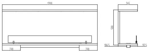 Camino a bioetanolo da incasso Trifacciale biocamino a 3 lati aperti 120x50 cm TREVI 120