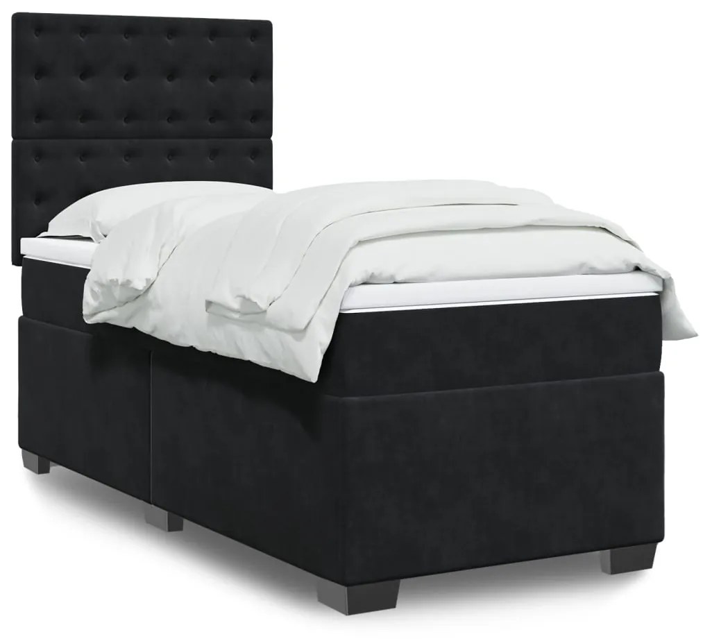 Giroletto A Molle Con Materasso Nero 100x200 Cm İn Velluto /