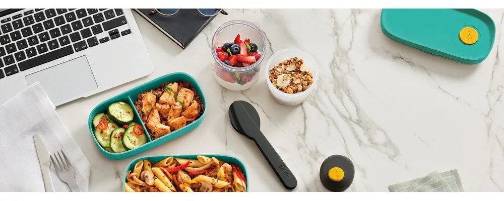 Set di posate da viaggio nero/argentato in acciaio inox 3 pz To Go – Lékué