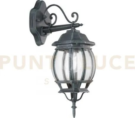 Applique down santiago nera e verde 1 luce attacco e27 ip44 15,5x25...