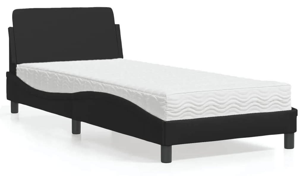 Letto con materasso nero 90x190 cm in similpelle