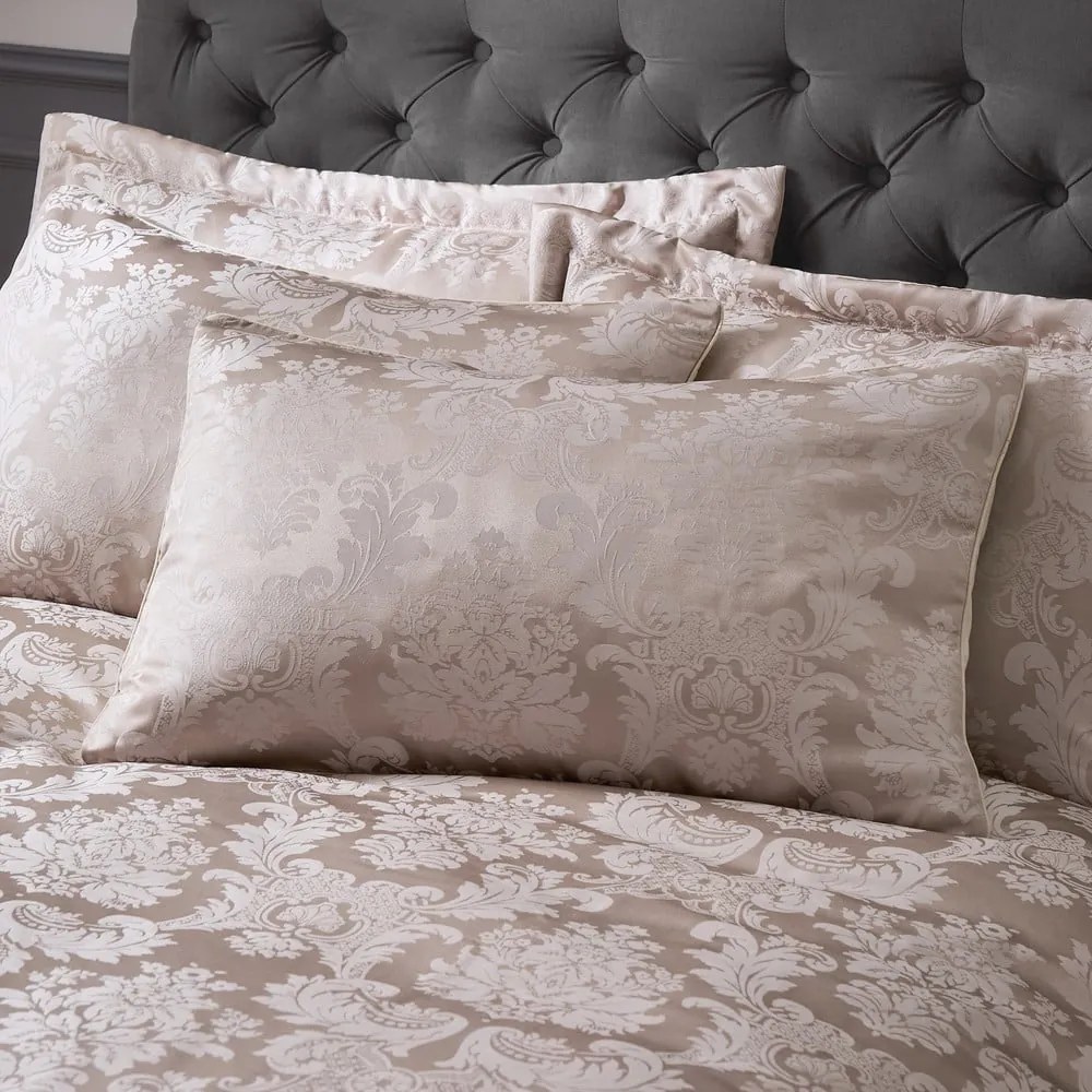 Biancheria da letto damascata beige per letto matrimoniale 200x200 cm Damask Jacquard - Catherine Lansfield