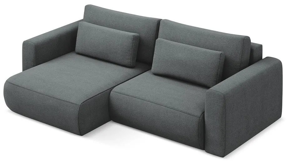Divano angolare grigio scuro allungabile/con contenitore (con penisola a sinistra/con chaise lounge) Kapua – Makamii