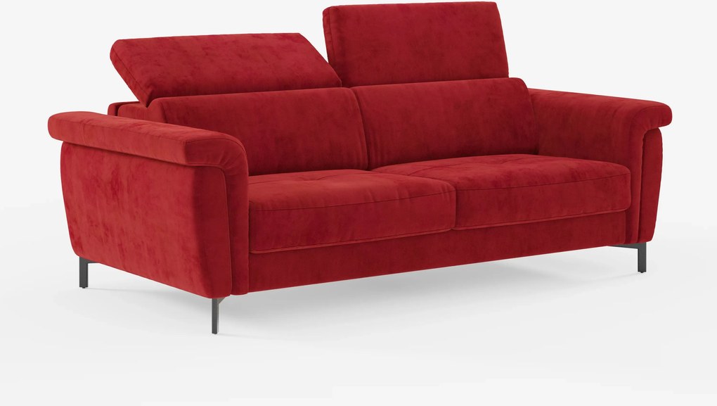 Capri divano letto di design con piedini alti - poggiatesta reclinabili in raffinato tessuto effetto velluto smacchiabile T30
