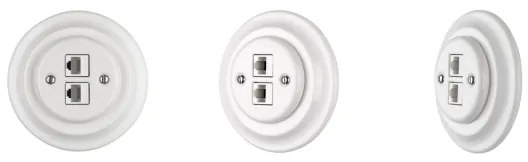 Bohemia-Design - Presa Ethernet in porcellana dallo stile retrò con placca, 2 porte CAT5e, bianca