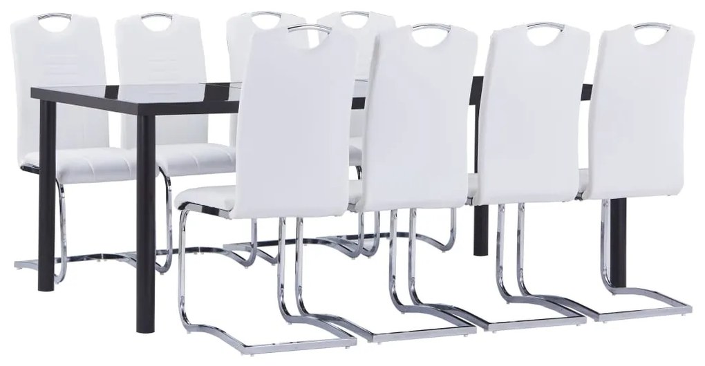 Set Sala Da Pranzo 9 Pz İn Similpelle Bianca /