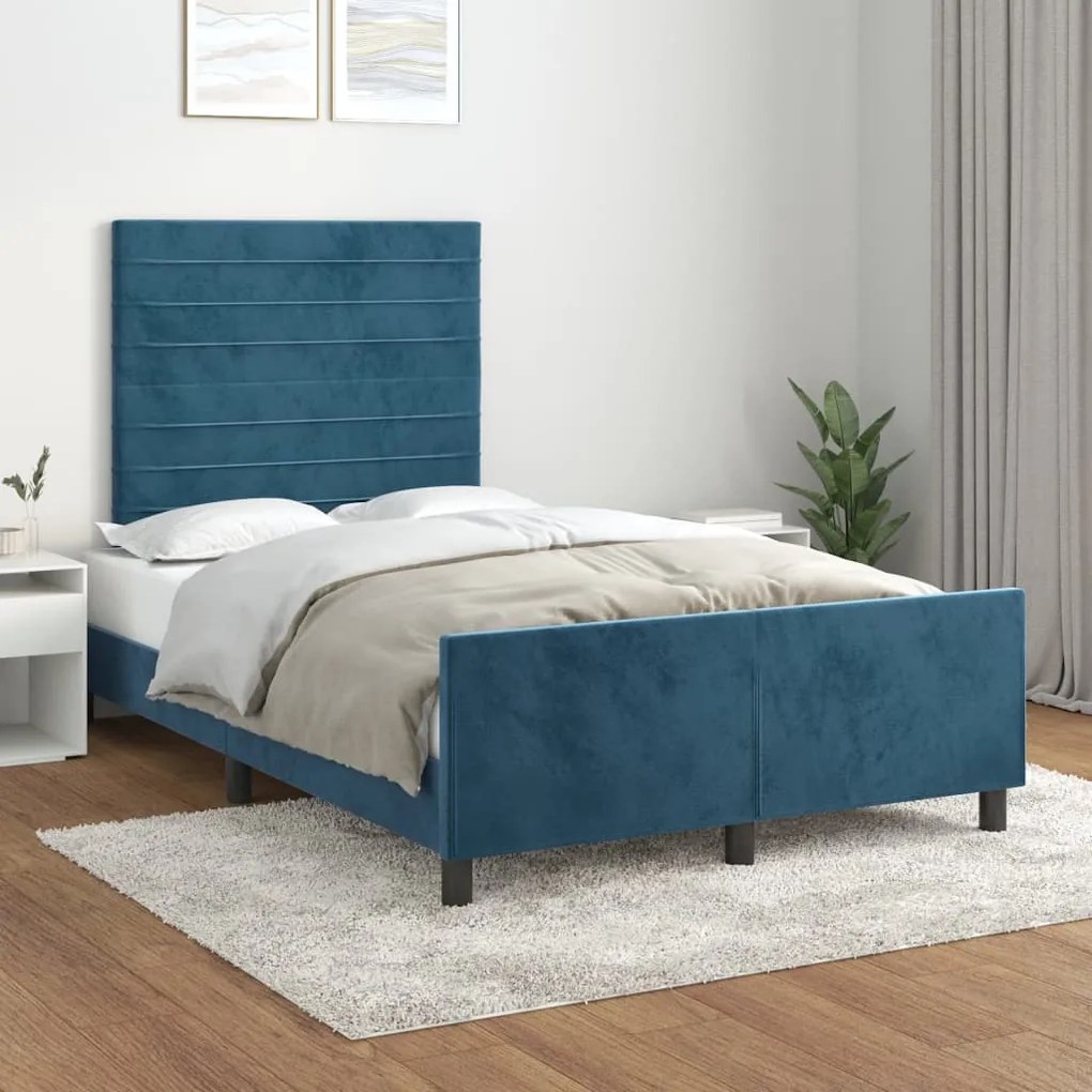 Giroletto Senza Materasso Blu Scuro 120x200 Cm İn Velluto /
