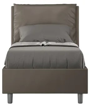 Letto singolo contenitore imbottito 80x210 similpelle cappuccino Antea