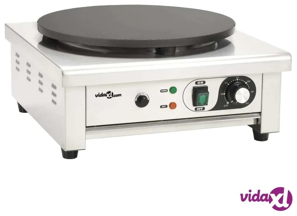 vidaXL Piastra Elettrica per Crepes con Vassoio Estraibile 40 cm 3000 W