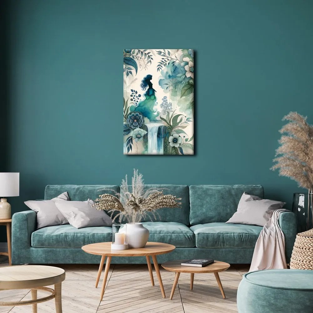 Quadro su tela – Fata vicino alla cascata
