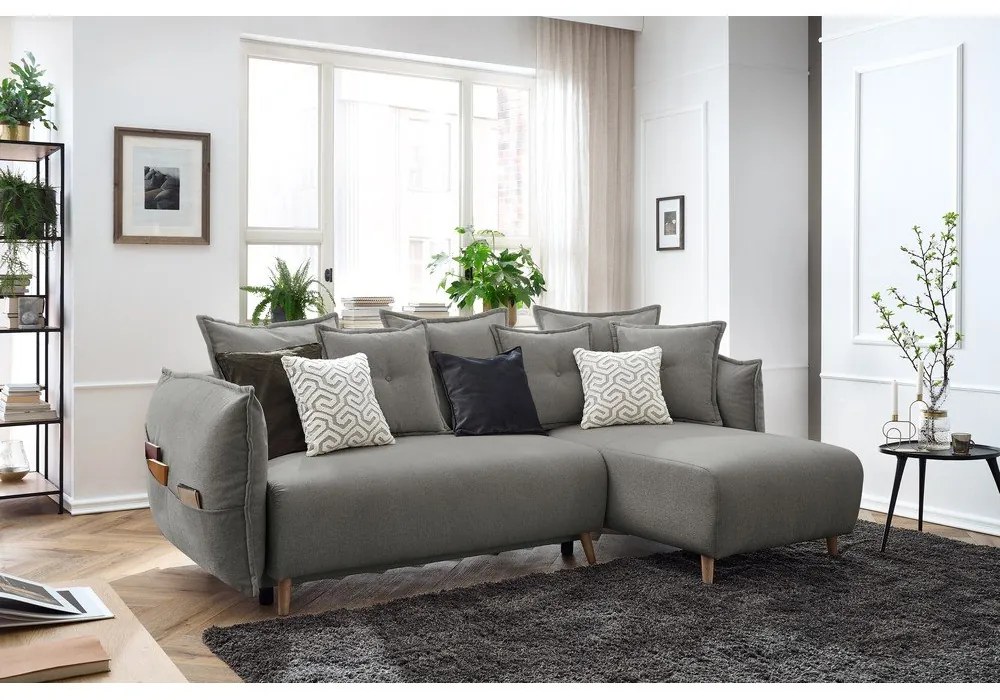 Divano letto angolare grigio chiaro (variabile) Nessa - Bobochic Paris