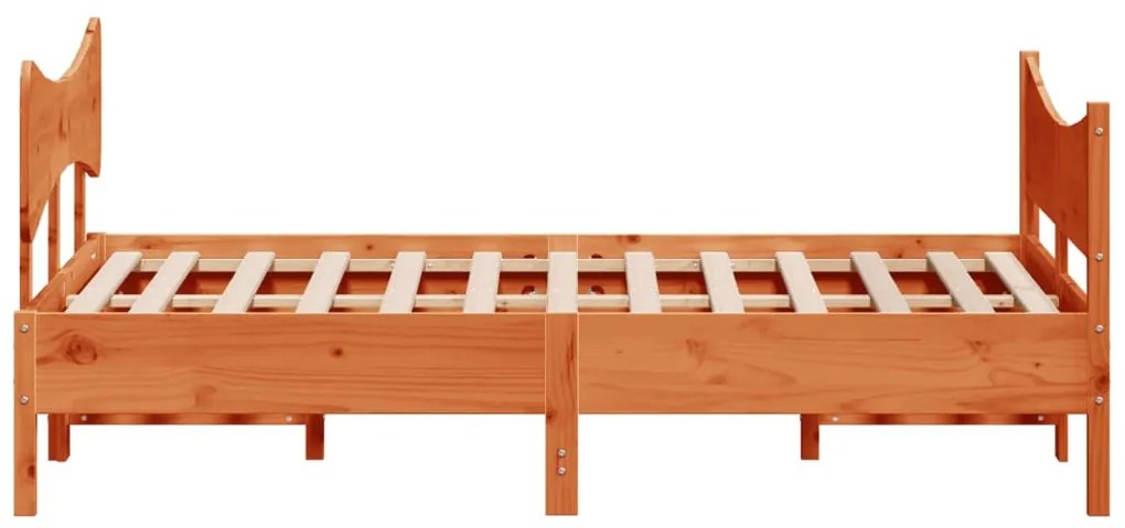 Giroletto con testiera marrone cera 140x190 cm massello pino