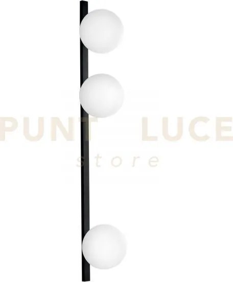 Applique a parete enoire nera e opale 3 luci attacco e14 14x14x90cm...