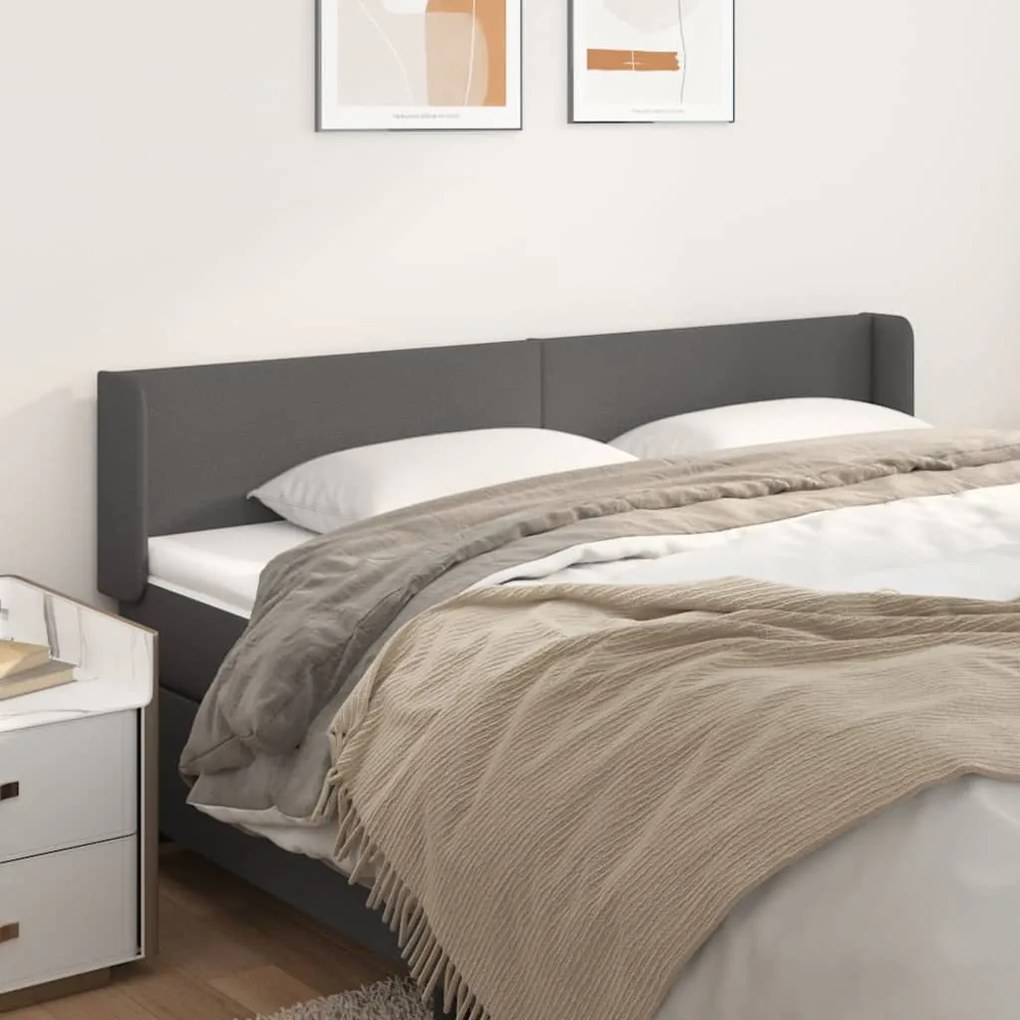 Testiera Ad Orecchio Grigio 203x16x78/88 Cm İn Similpelle /