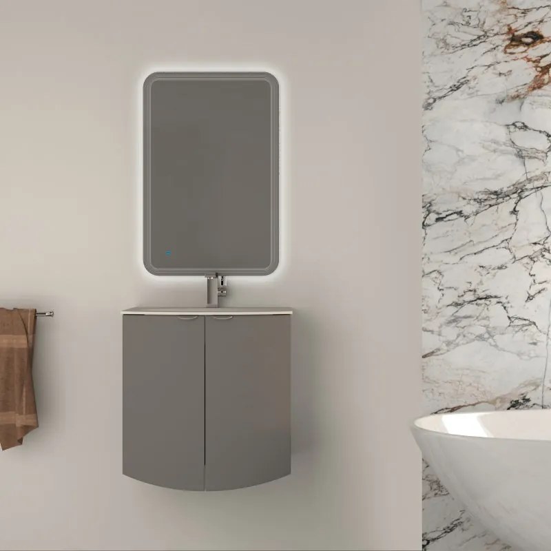 Mobile sottolavabo e lavabo Onda grigio nuvola L 70 x H 70 x P 51 cm 1 vasca