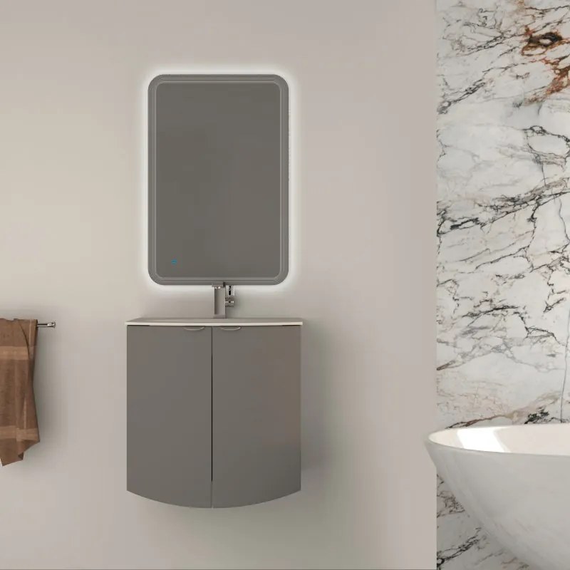 Mobile sottolavabo e lavabo Onda per vasca centrale grigio nuvola L 70 x H 70 x P 51 cm