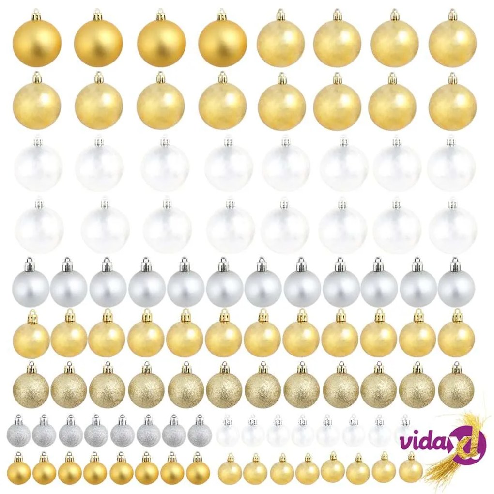 vidaXL Palline di Natale 100 pz Argento/Oro