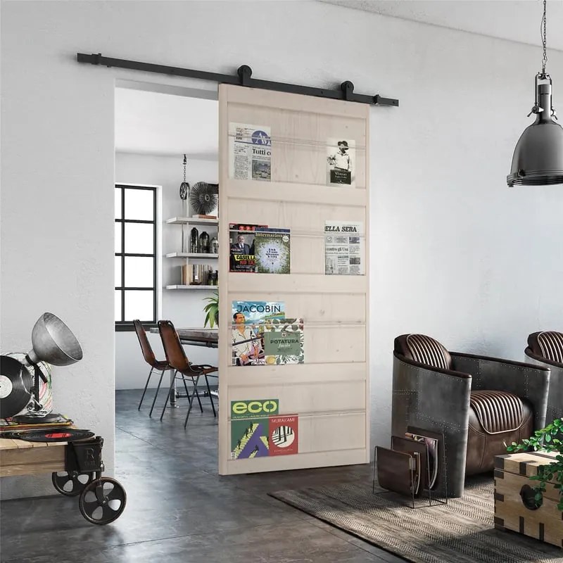 Porta scorrevole reversibile Storage in acciaio bianco, L 96 x H 215 cm, con binario Indus