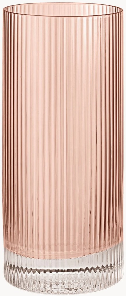 Set di 2 bicchieri da long drink in vetro soffiato con scanalatura in rilievo Ripple, 480 ml