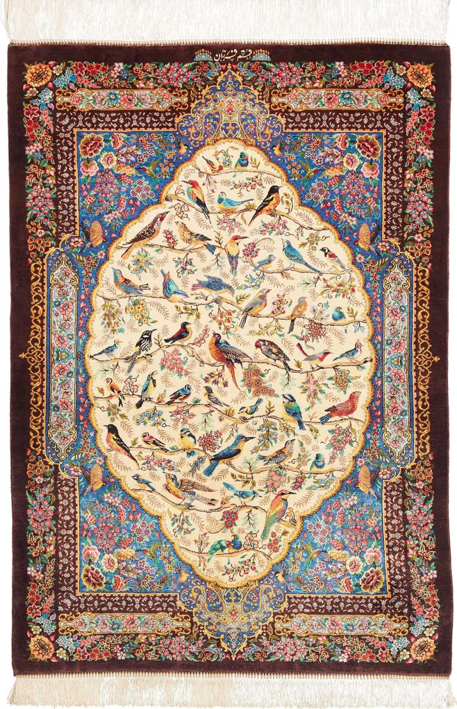 Ghom Tappeto 110 x 80 (Iran) Annodato A Mano