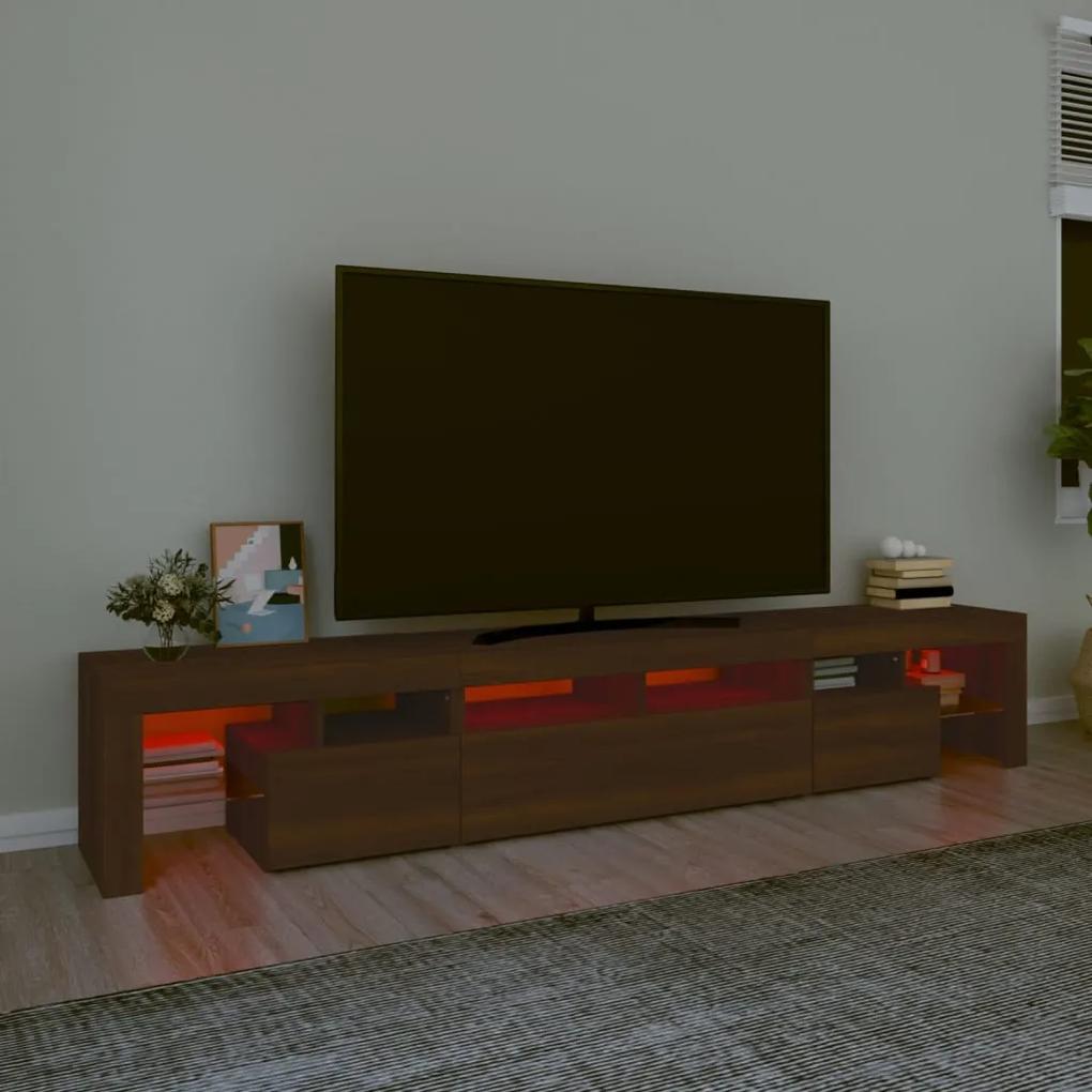 Mobile porta tv con luci led rovere marrone 230x36,5x40 cm