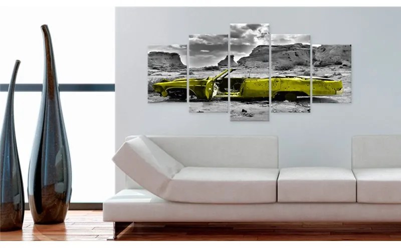 Quadro Macchina gialla  Colore bianco e nero, Dimensioni e Misure 100x50