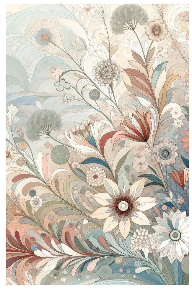 Quadro su tela – Fiori eleganti con linee sottili
