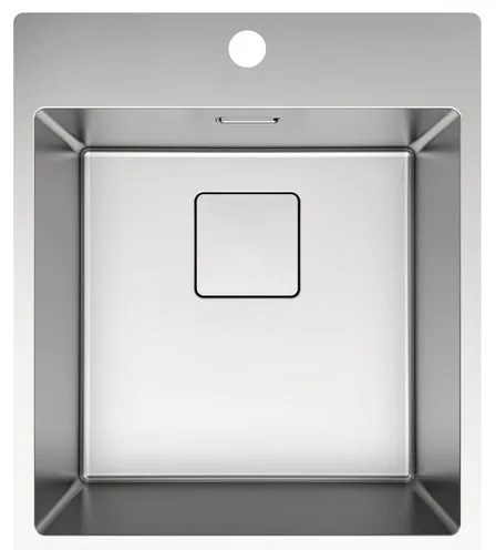 Lavello sopratop 1 vasca in inox argento DELINIA Michigan Loft S L 45 x L 51.5 cm