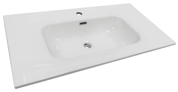 Lavabo a incasso rettangolare L 91 x H 17.5 x P 47 cm in ceramica bianco lucido
