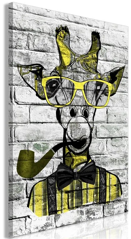 Quadro Giraffe with Pipe (1 Part) Vertical Yellow