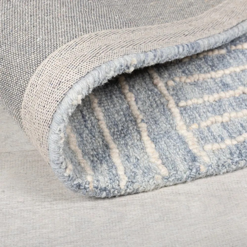 Tappeto in lana blu chiaro tessuto a mano 160x230 cm Memphis Wool - Flair Rugs