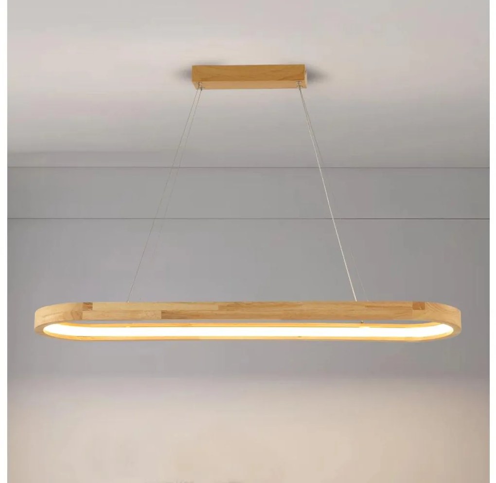 Brilagi - Lampada a sospensione con cavo LED UMEA WOOD LED/40W/230V 90x22 cm, legno di caucciù