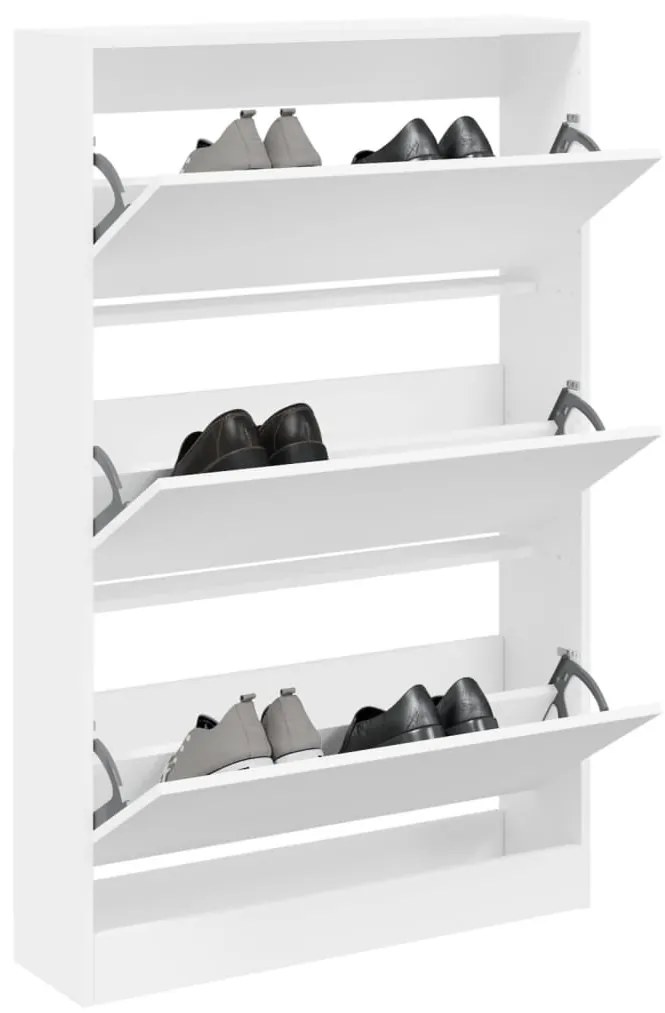Scarpiera Bianca 80x21x125,5 Cm İn Legno Multistrato /