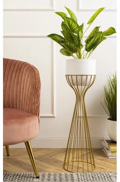 Vaso da fiori in metallo LOFT 68x20 cm oro/bianco