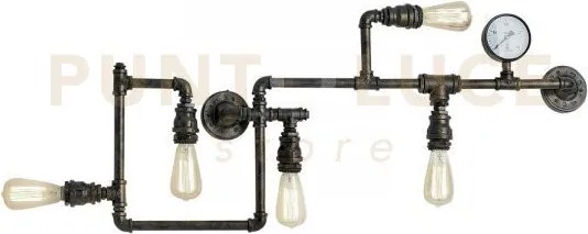 Plafoniera amarcord ruggine 5 luci attacco e27 109x9,5x47cm