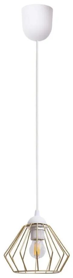 Lampadario a sospensione con filo CEED GOLD 1xE27/60W/230V diametro 17,5 cm bianco/oro