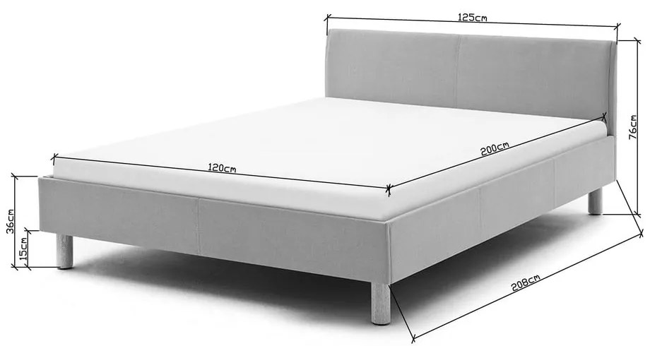 Letto singolo imbottito grigio chiaro rete non inclusa 120x200 cm Lena – Meise Möbel