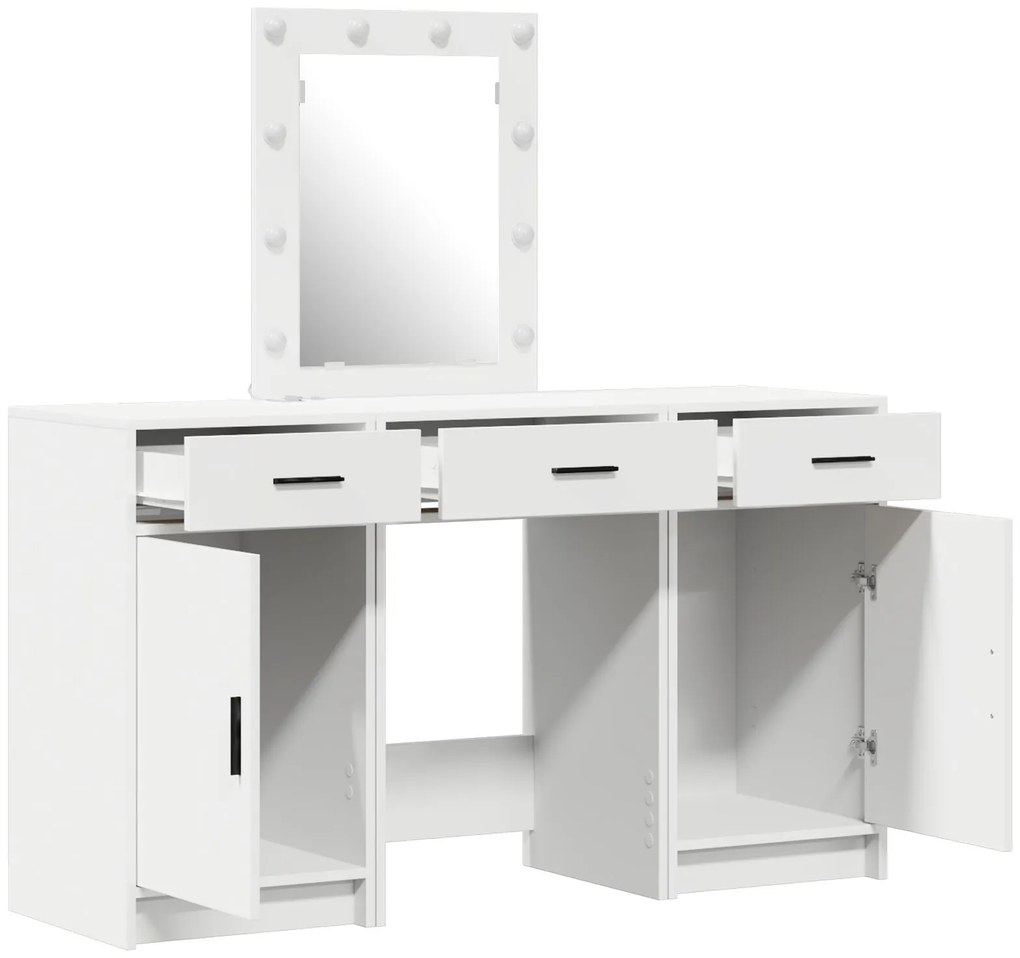 Set di toletta 3 pezzi con led in legno ingegnerizzato bianco