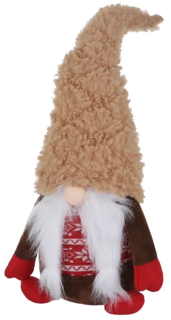 Gnomo Natale fermaporta 75 cm cappello beige peluche