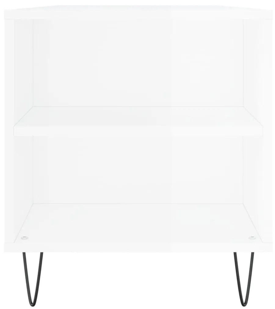 Tavolino Salotto Bianco Lucido 102x44,5x50 cm Legno Multistrato