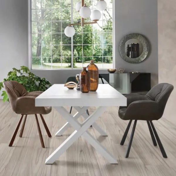 Tavolo allungabile a 260 cm con struttura in laminato PARIDE BIANCO FRASSINO