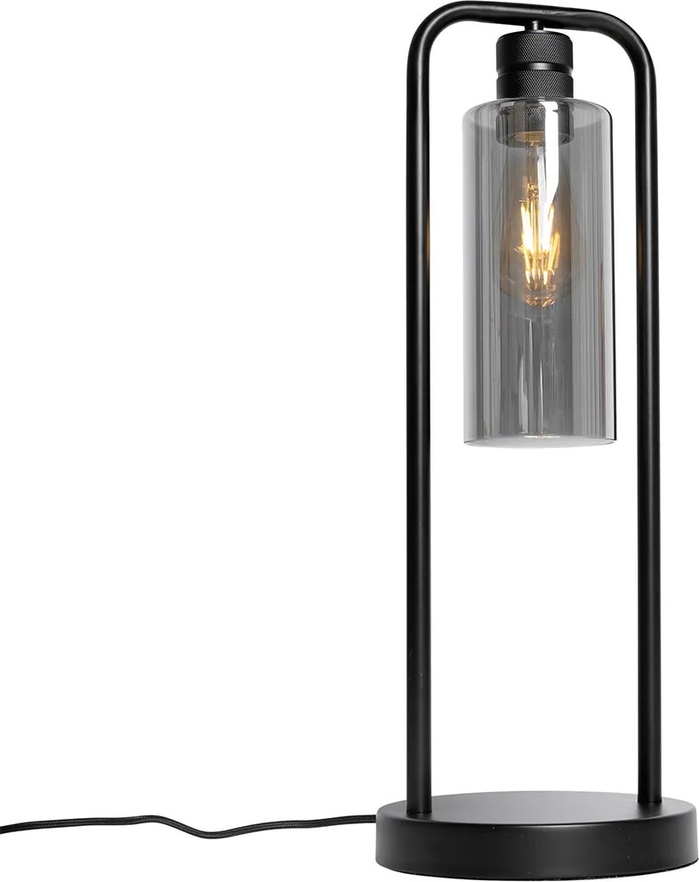 Lampada da tavolo moderna nera con vetro fumé - Stavelot