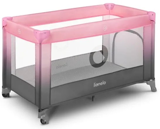 Lionelo - Lettino da viaggio STEFI rosa/grigio