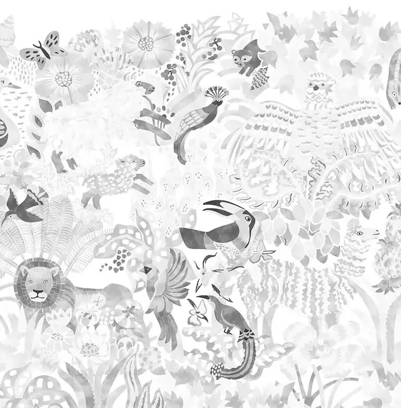 Isidore Leroy Carta da parati panoramica Les 5 Continents Grisaille - Panel B