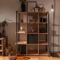 Libreria rovere quercia a cubi con profili antracite Denver31