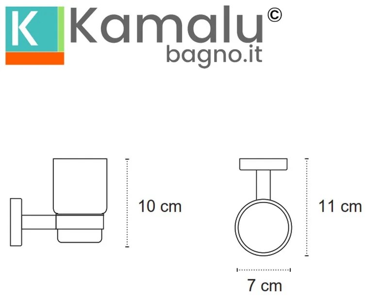 Kamalu - portaspazzolino vetro e acciaio inox da appoggio | mira-c