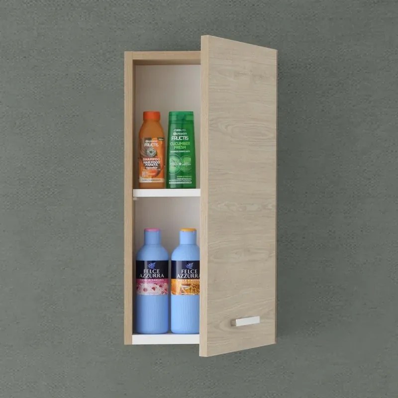 Pensile bagno sospeso 35 cm rovere dolomite con ripiano regolabile Desya