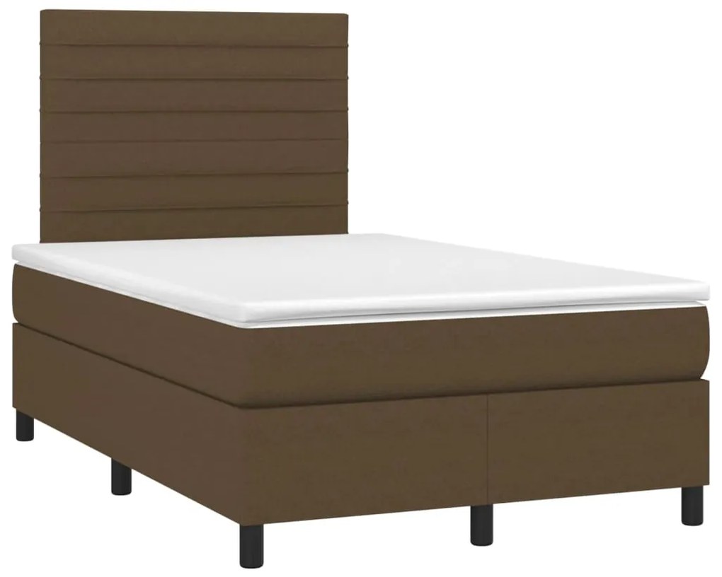 Letto a molle materasso e led marronescuro 120x190cm in tessuto