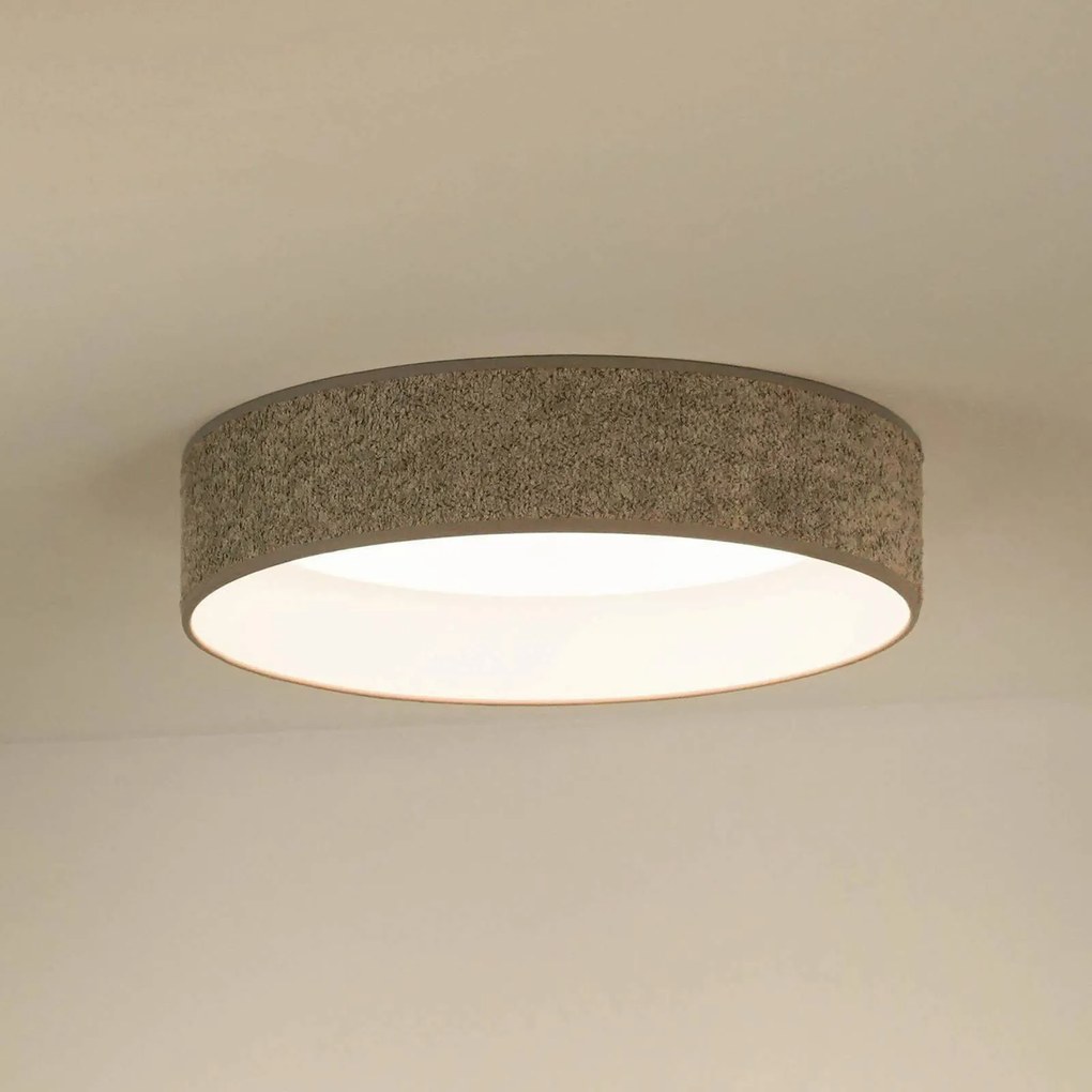 Duolla Plafoniera LED Plafond, Bouclé grigio, Ø 45 cm, dimmerabile a 3 livelli